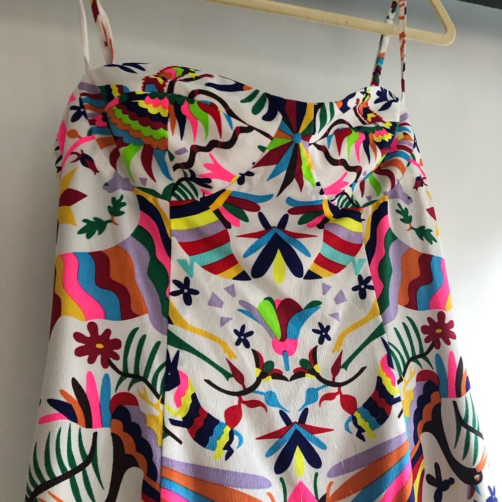 multi-color silk midi dress